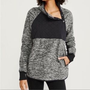Abercrombie & Fitch quilted detail, black & grey quarter snap fleece pullover